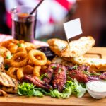 Grilled snack plate served in american restaurant