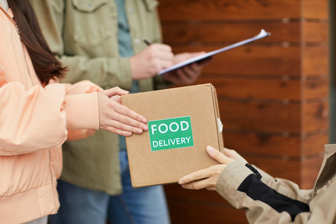 People getting food delivery