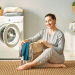 woman is doing laundry