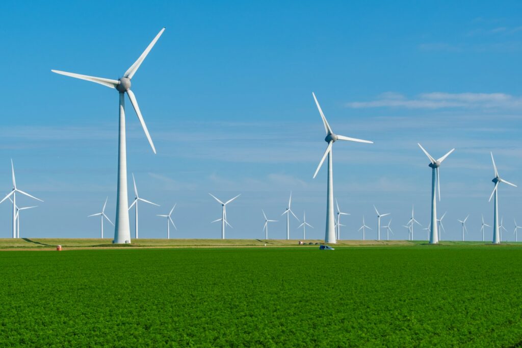 Captivating Wind Turbines Harvesting Sustainable Energy in the Netherlands Fields