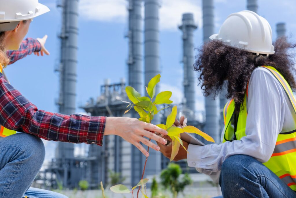 Carbon Footprint concept Near Industrial Facility