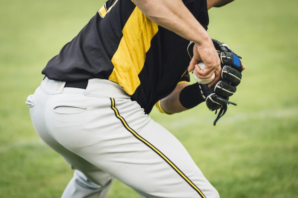 Catcher holding baseball