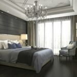 3d rendering luxury modern bedroom suite in hotel