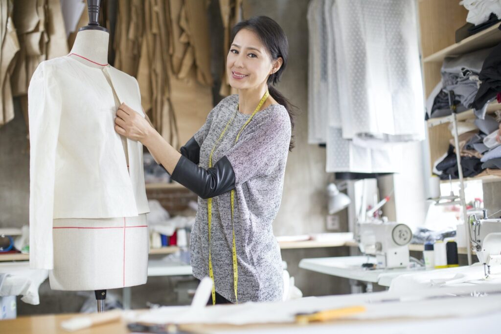 Fashion designer working in studio