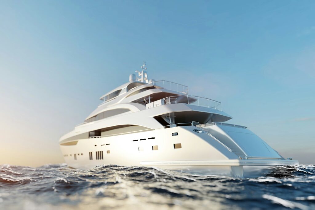 Luxury motor yacht on the ocean