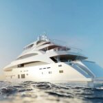 Luxury motor yacht on the ocean